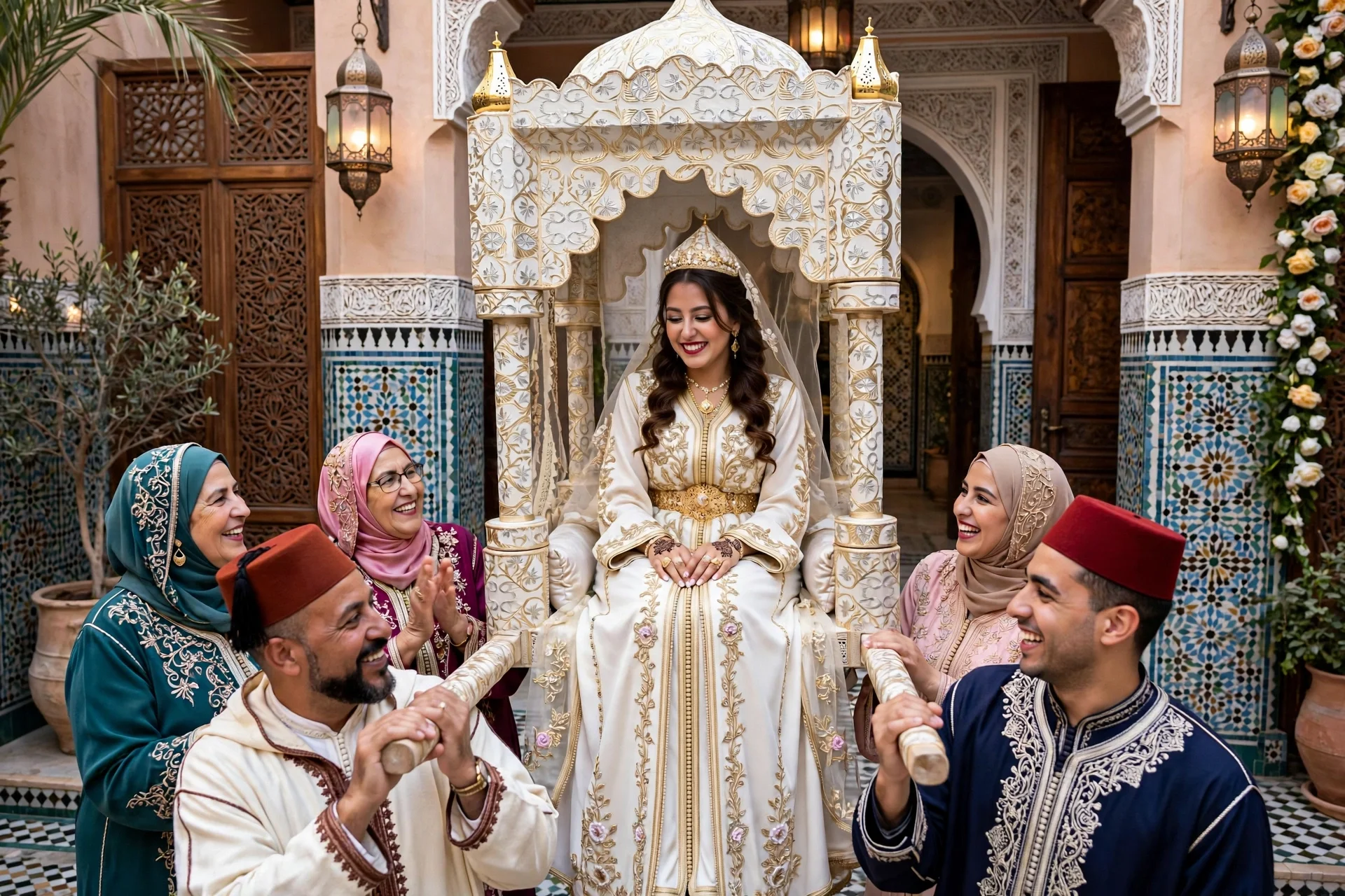 العروس محمولة على الأمارية وسط عائلتها