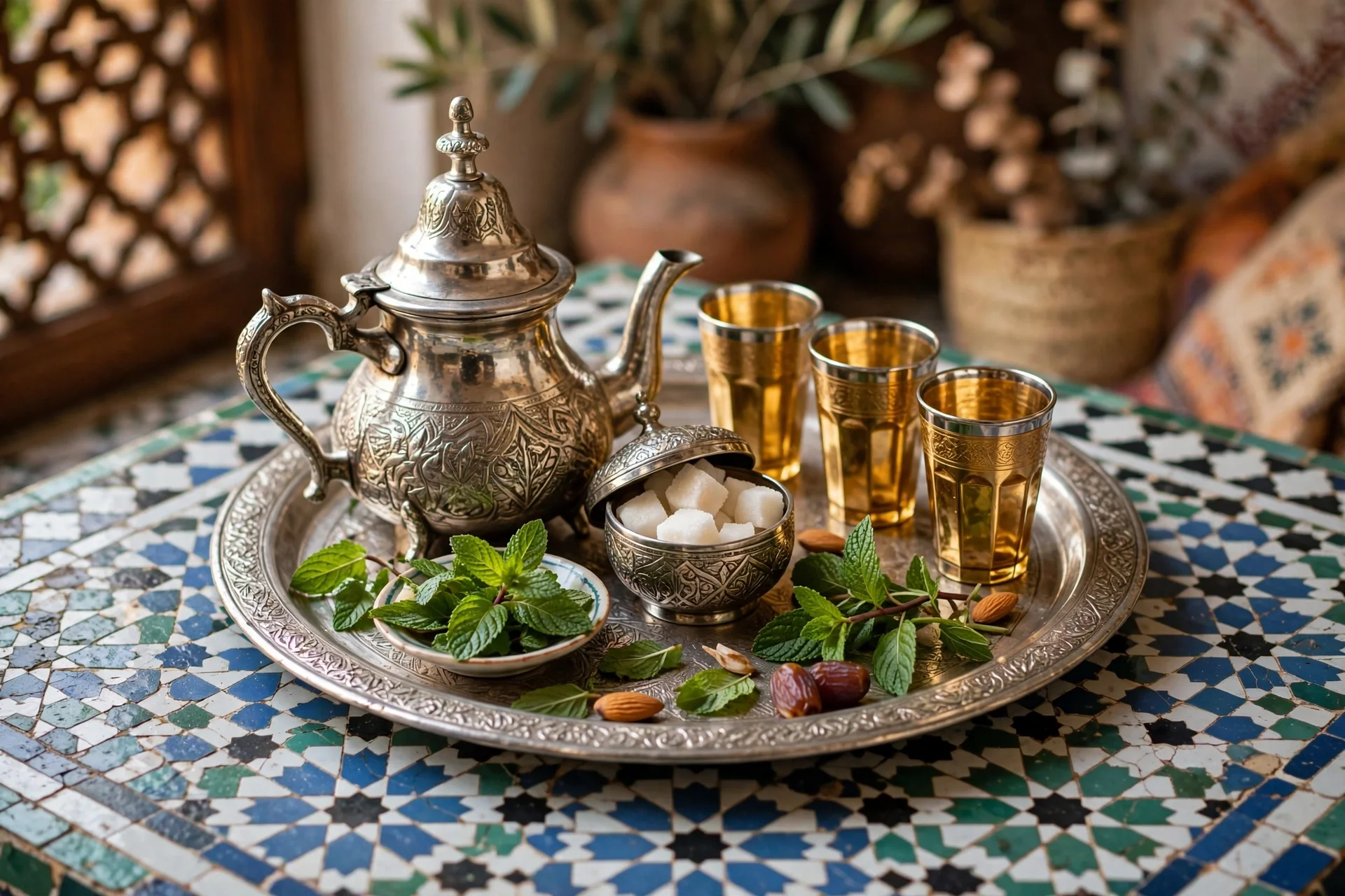 صينية الشاي المغربية للضيافة
